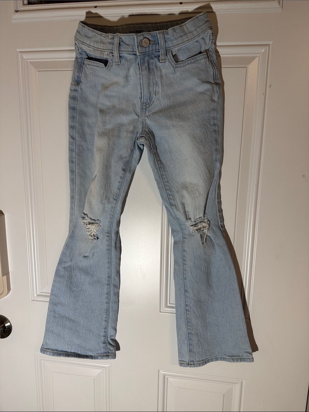 Old Navy Light Blue Kids Flare Jeans with Knee Rips